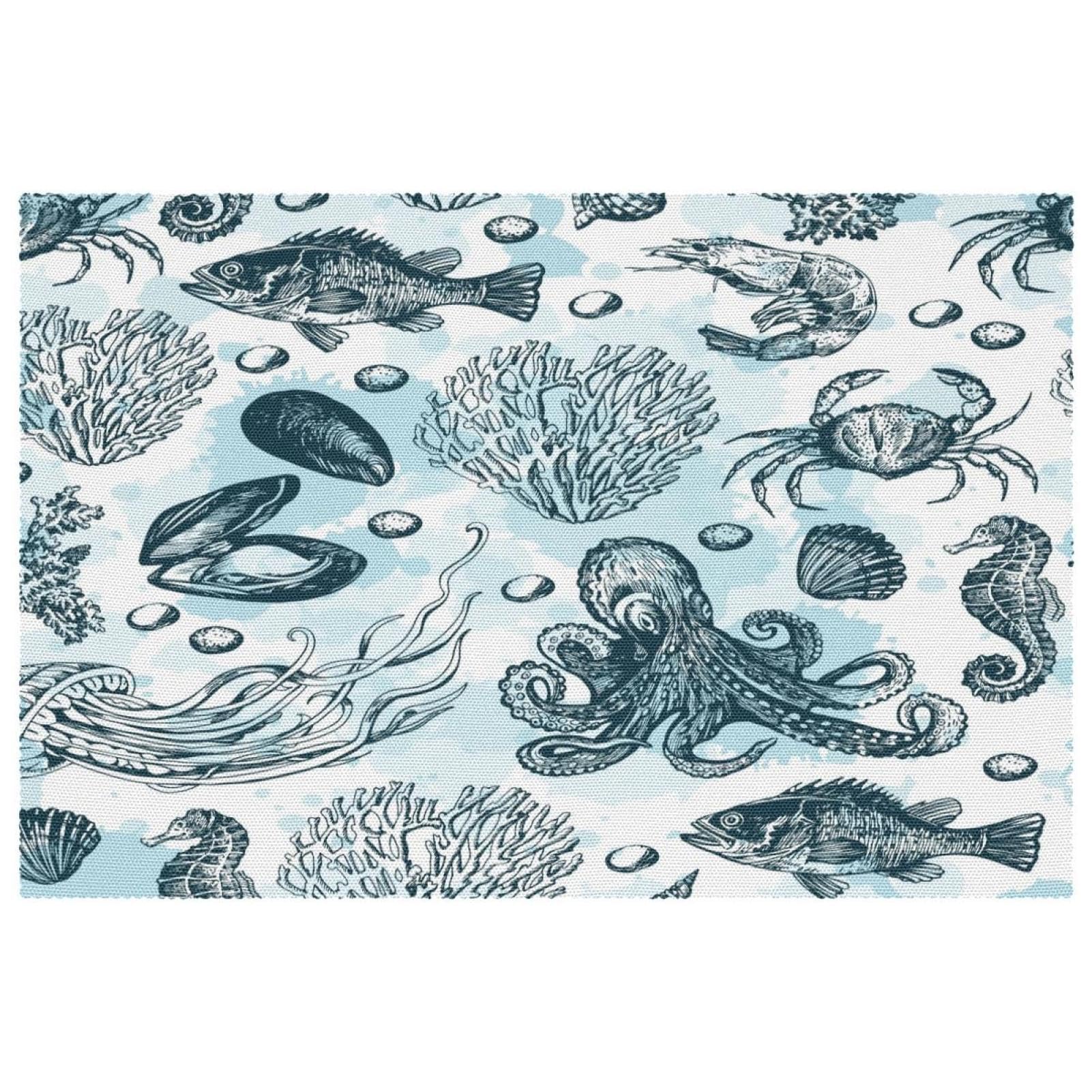 Sets de table lavables en tissu Oxford résistant à la chaleur x4