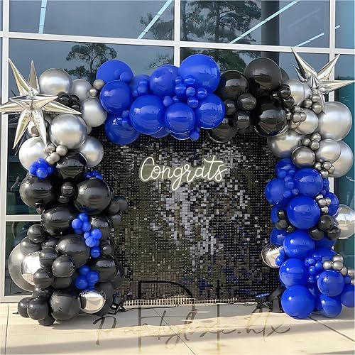 Miniatura 6 de Paquete de 150 globos color azul rey de diferentes tamaños, 18, 12, 10, 5 pulgadas, kit de arco de guirnalda de globos de fiesta de cumpleaños, baby