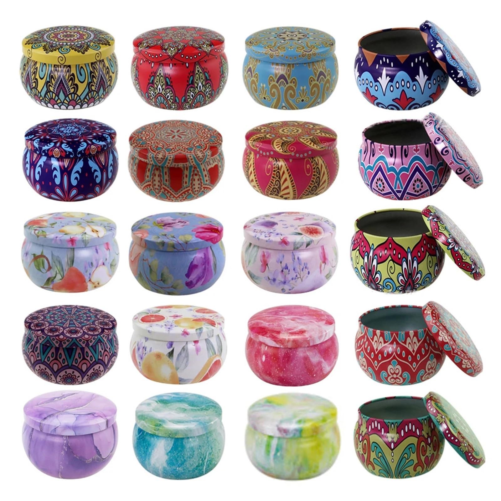20 barattoli di latta per candele, 124,7 g, contenitori rotondi in metallo, vuoti, con coperchio, per realizzare candele, oggetti artistici e artigianali sfusi