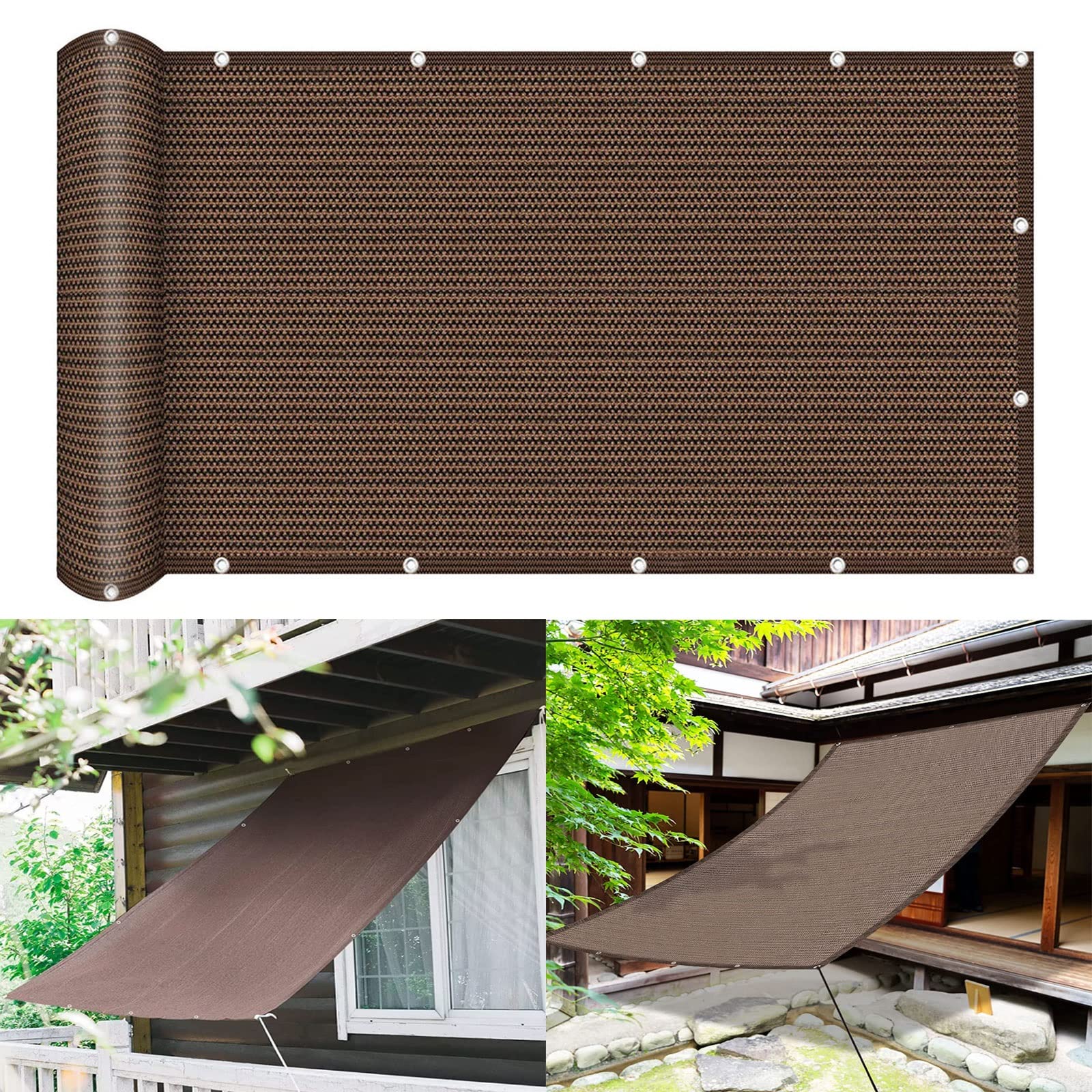 Sunscreen Awning 3.8 x 4 m UV Protection 95% Sun Block Sun Outdoor Pergola Awnings with Free Rope Easy Install for Outdoor Garden Patio Yard Party, Brown