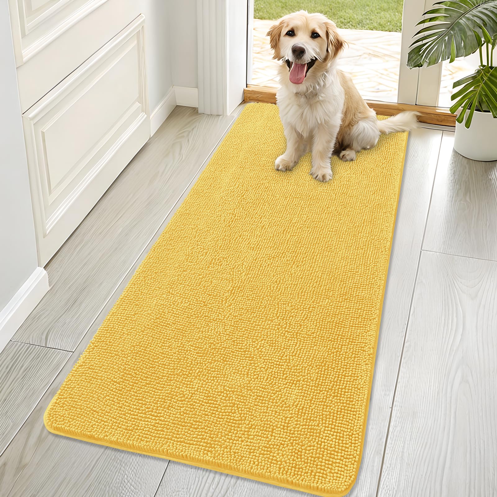 OLANLY Dog Door Mat for Muddy Paws 70x32, Super Absorbent Chenille Mud Mat