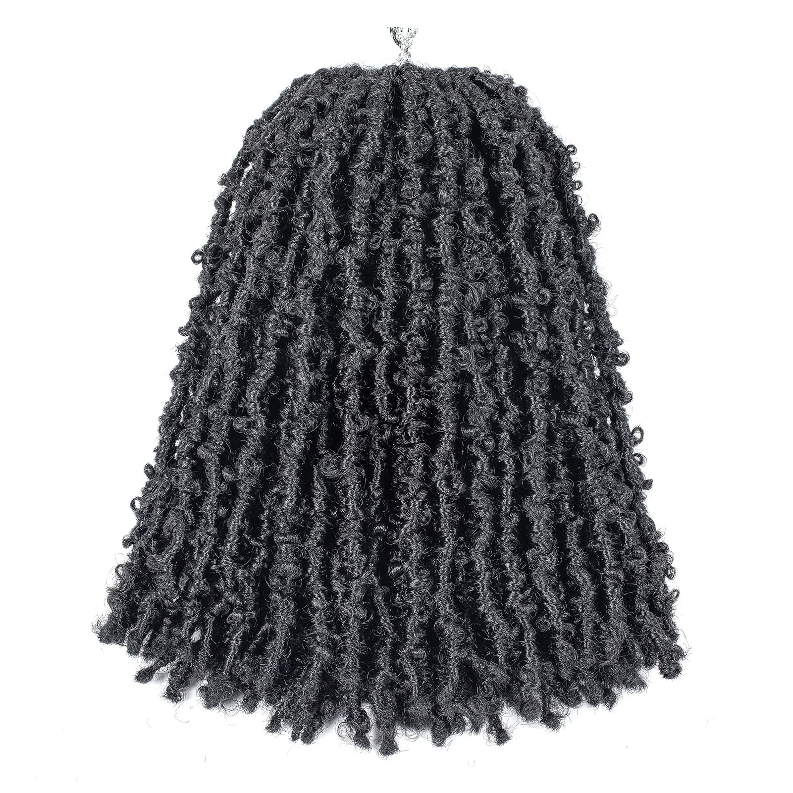 GUOHUI Super Light Butterfly Locs Crochet Hair 12 Inch 6 Packs Pre-Looped Soft Distressed Faux Locs Braids for Women Kids (12 Inch,1#)