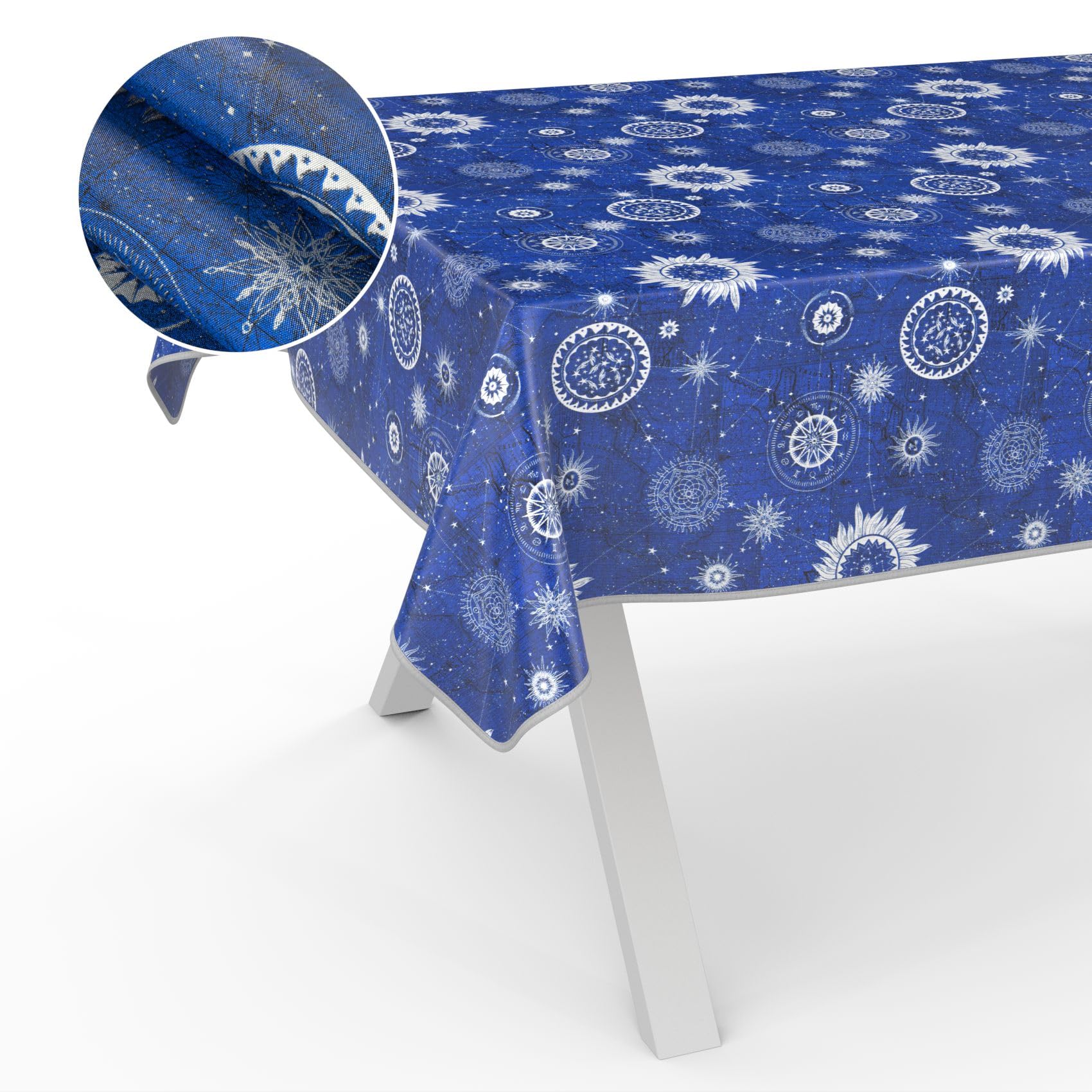 Mantel de hule lavable, para jardín, exterior e interior, 220 x 140 cm, con dobladillo astrología
