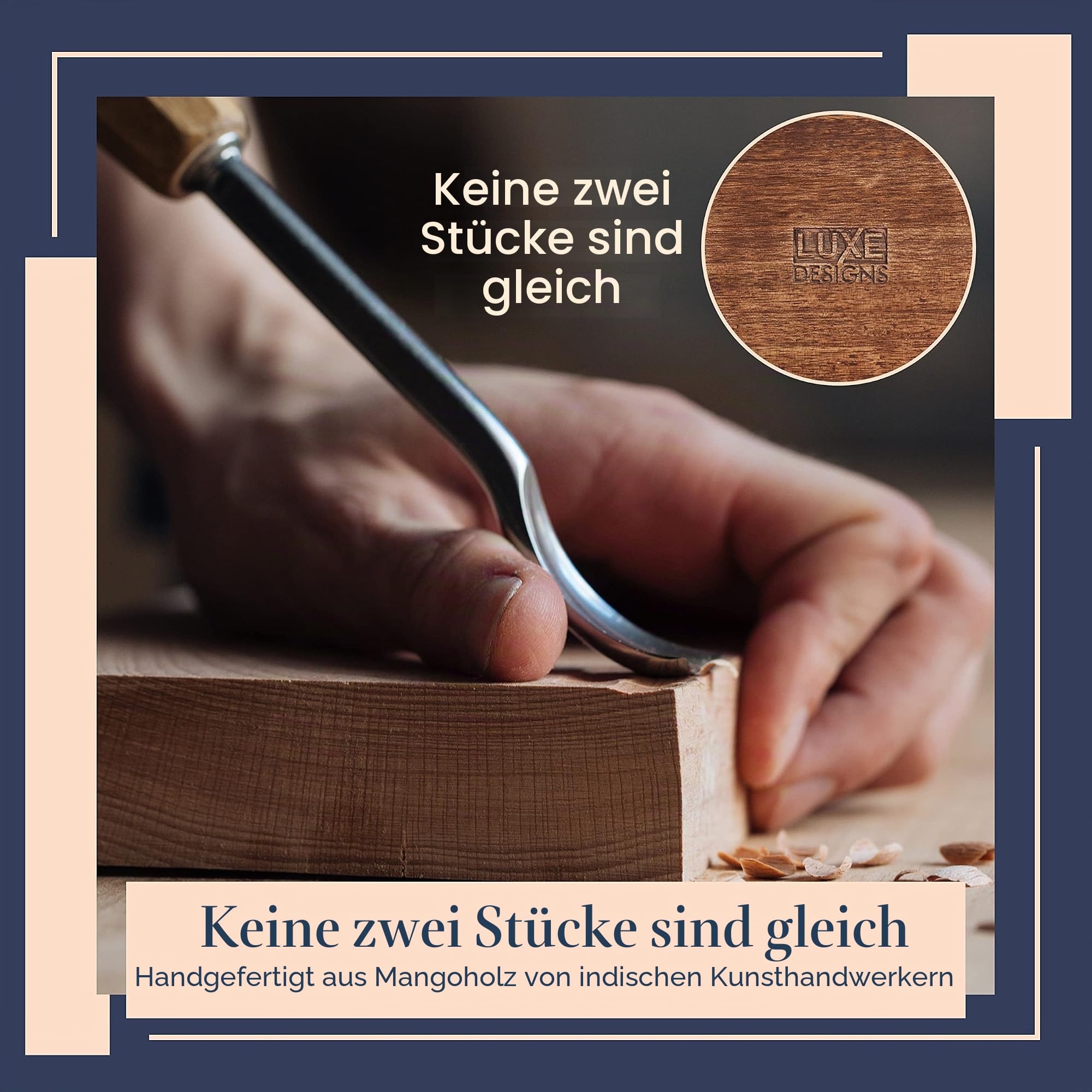 Kabel-Management-Box & Kabel-Organizer für Schreibtisch, Zuhause, Büro, versteckt Kabel, Überspannungsschutz, Steckdosenleiste Umweltfreundliche Mangoholz-Kabel-Management-Lösung (Natur) | Mangoholz, Kabel-Organizer, rustikaler Stil, modernes Design, Schr