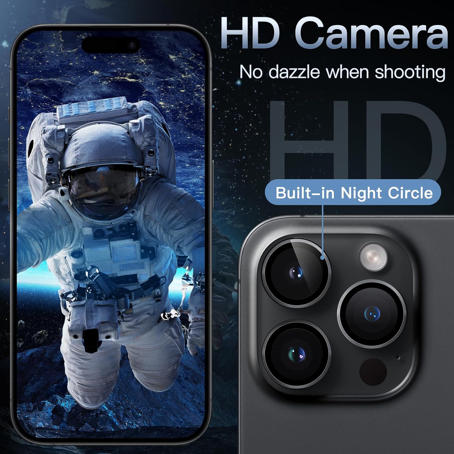 JETech Camera Lens Protector for iPhone 15 Pro 6.1-Inch and iPhone 15 Pro Max 6.7-Inch, 9H Tempered Glass Metal Individual Ring Cover, HD Clear, 1 Set (Space Black) 6 81t3ADbUGYL. AC SL1500