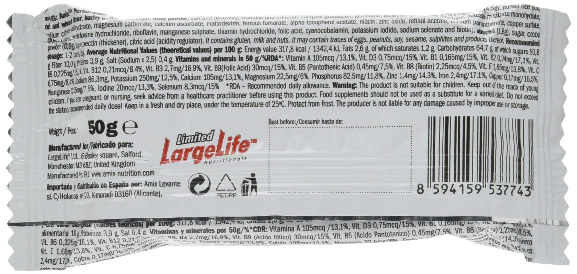BY-ENERGY BARS 20*50 GR Cacao