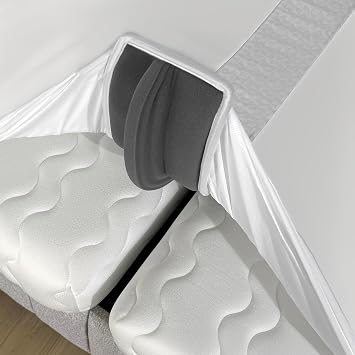 3-in-1 Fitted Sheet Attached Bed Bridge Twin XL to King Converter Kit with Sheet Strap Set | Split King Gap Filler for Adjustable Bed | White