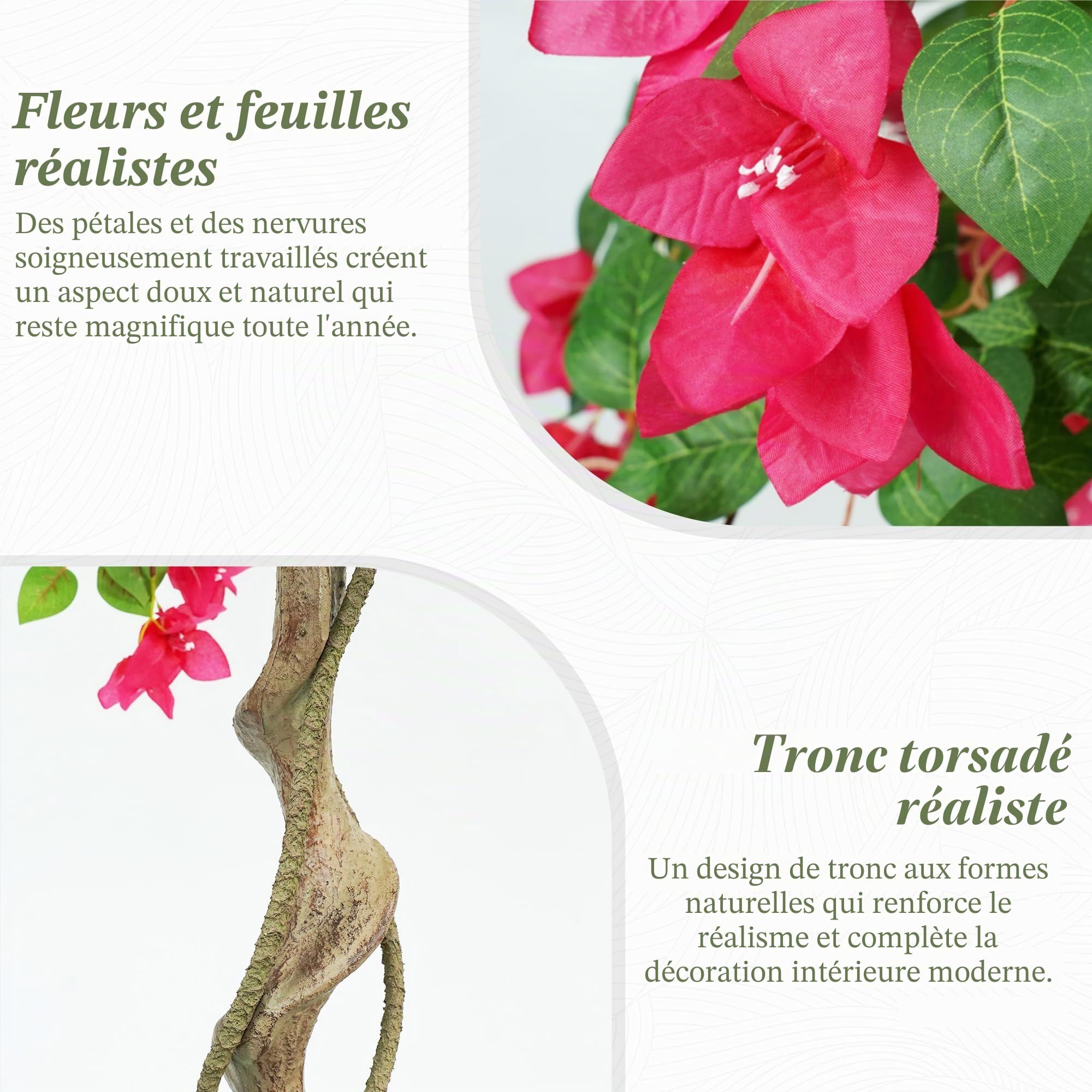 Plante Artificielle Bougainvillier Faux Arbre à Fleurs 160cm | Résistant UV, Feuillage Dense, Arbre Artificiel Extérieur Intérieur en Pot, Décoration pour Salon Chambre Entrée Jardin Fête