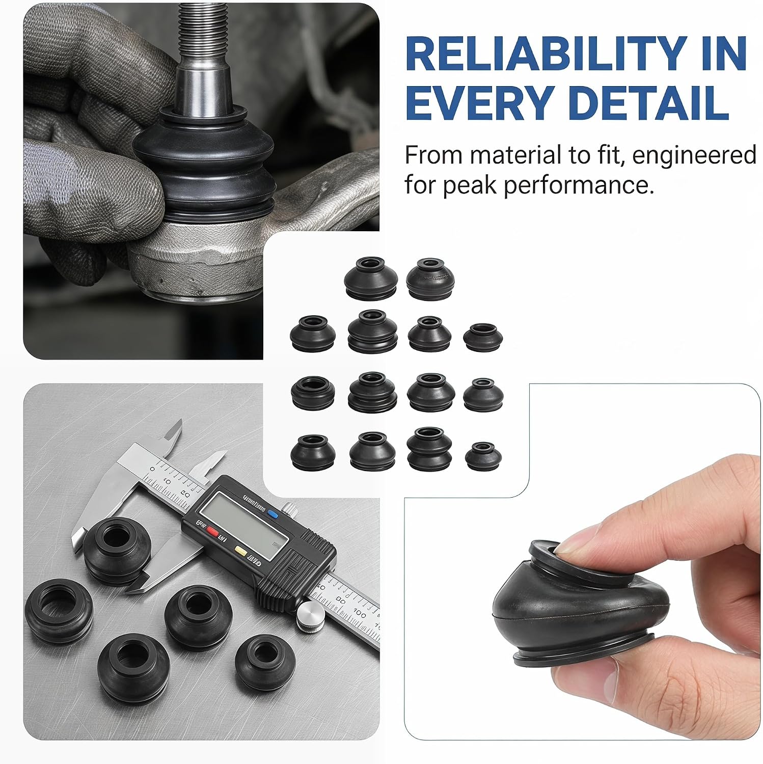 14PCS Tie Rod Boot, Turn Rod Arm Ball Joint Head Rubber Dust Cover, Suspension Steering Protective Sleeve, Ball Joint Boot Replacement Universal for Cars, SUVs and Trucks (Black)