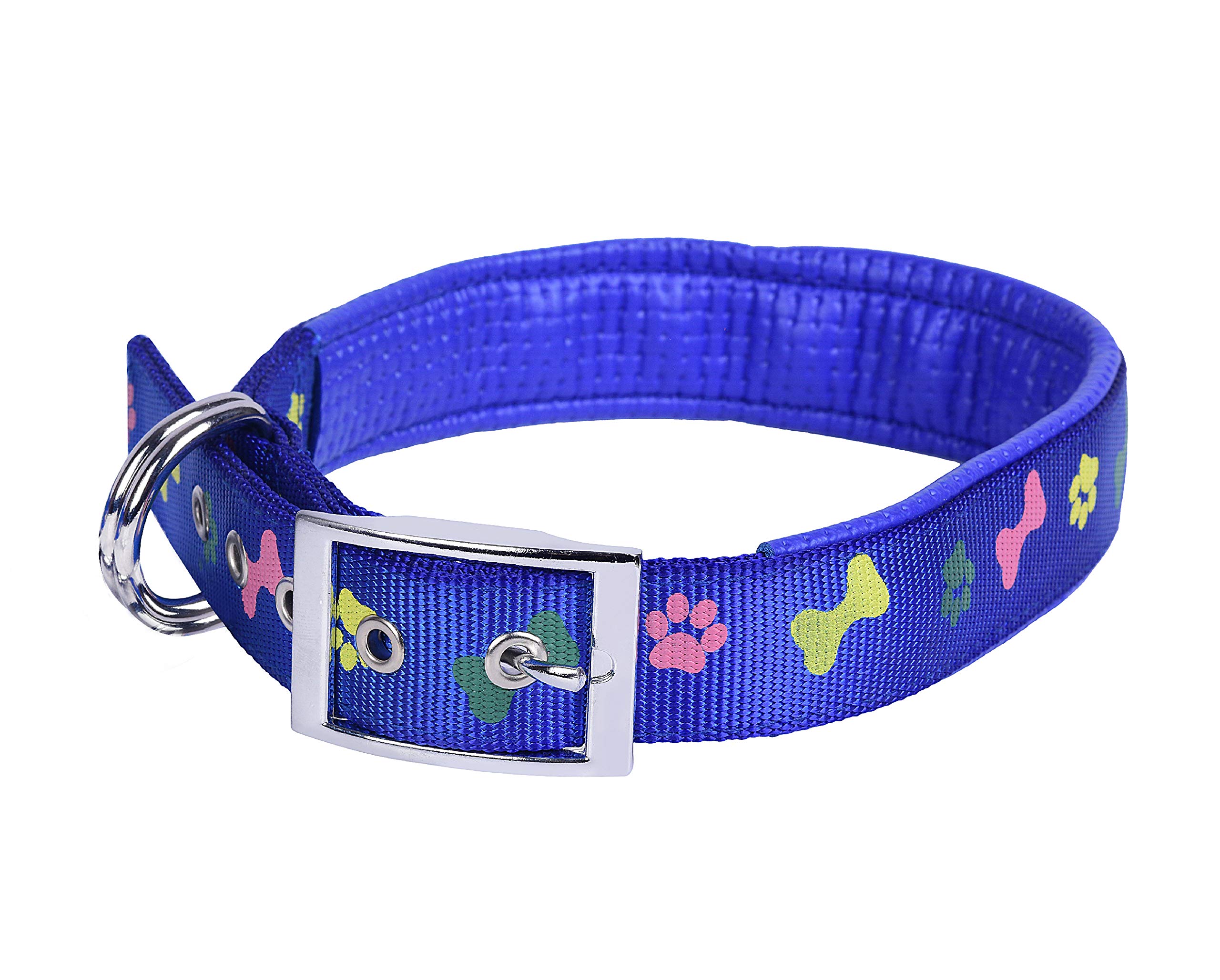 Pets Empire Pets Empire PU Leather Padded Paw and Bone Printed Dog Collar Nylon Foam Soft Adjustable Pet Cat Durable Collar (Small Neck 29-36cm, Blue) (B08KTFYFYY) Amazon Price History, Amazon Price Tracker