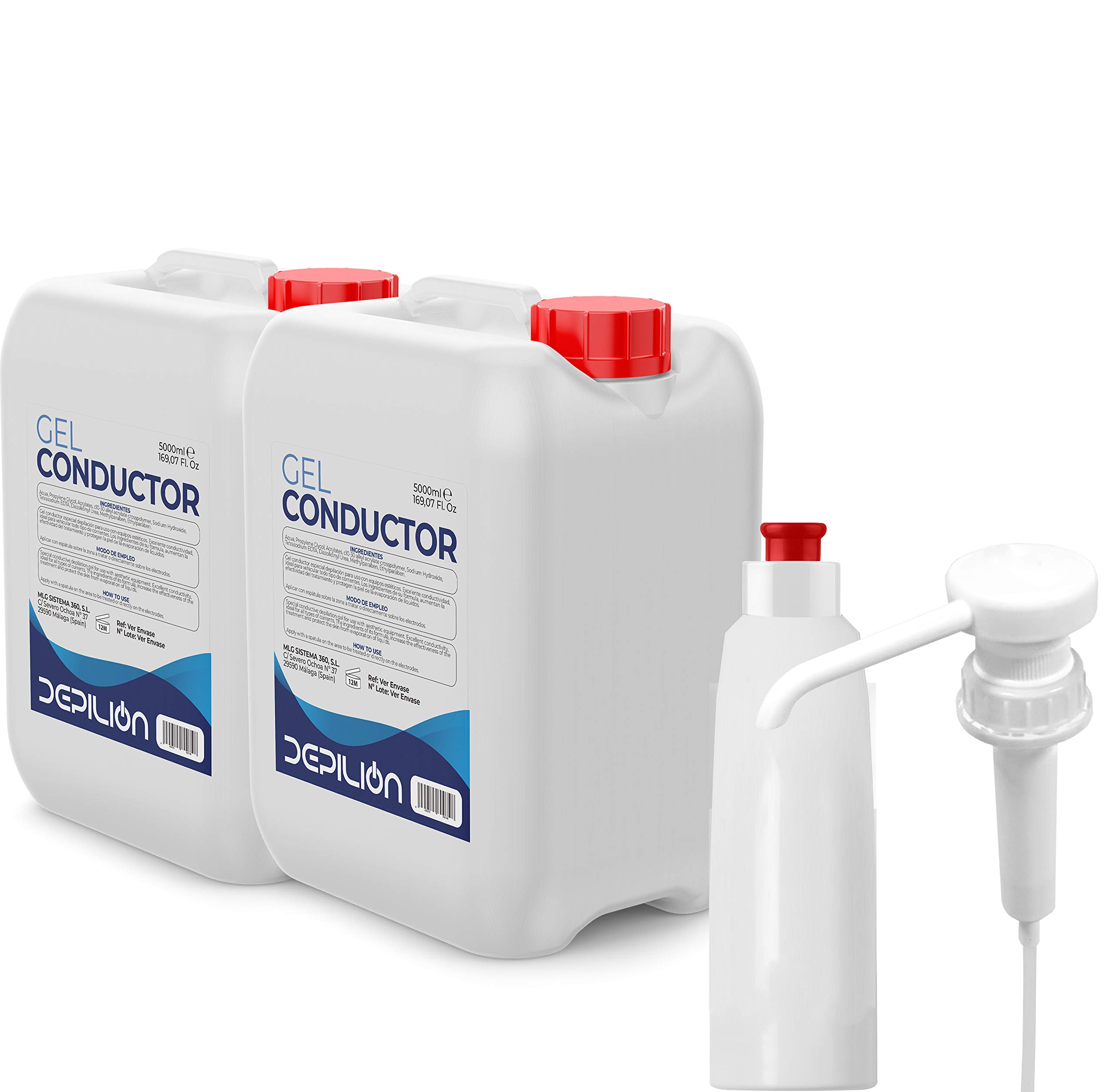 2 x Gel de ultrasonidos 5 litros con Dosificador y Bote / 2uds Garrafas Gel Conductor Laser, Cavitacion, IPL