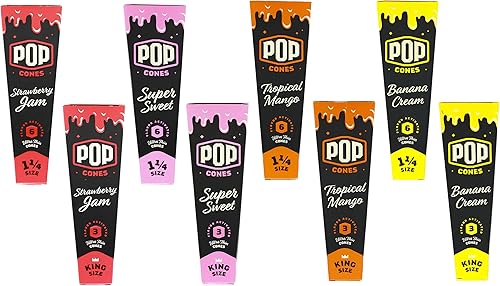 Miniatura 8 de Conos Pop - Conos con explosión de sabor (envolturas, papeles, conos) (todos los 4 sabores, 1 14), rojo, amarillo, azul, naranja