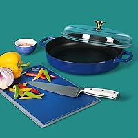 Vista 3 de Sur La Table Kitchen Essentials Supper Club - Sartén de hierro fundido esmaltado de 3.75 cuartos de galón, todo en uno, multiusos, no tóxico