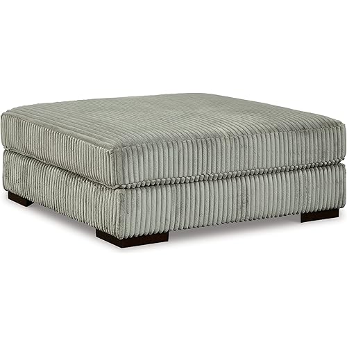Signature Design by Ashley Lindyn Contemporary Square Tufted Upholstered Oversized Accent Ottoman, Light Gray