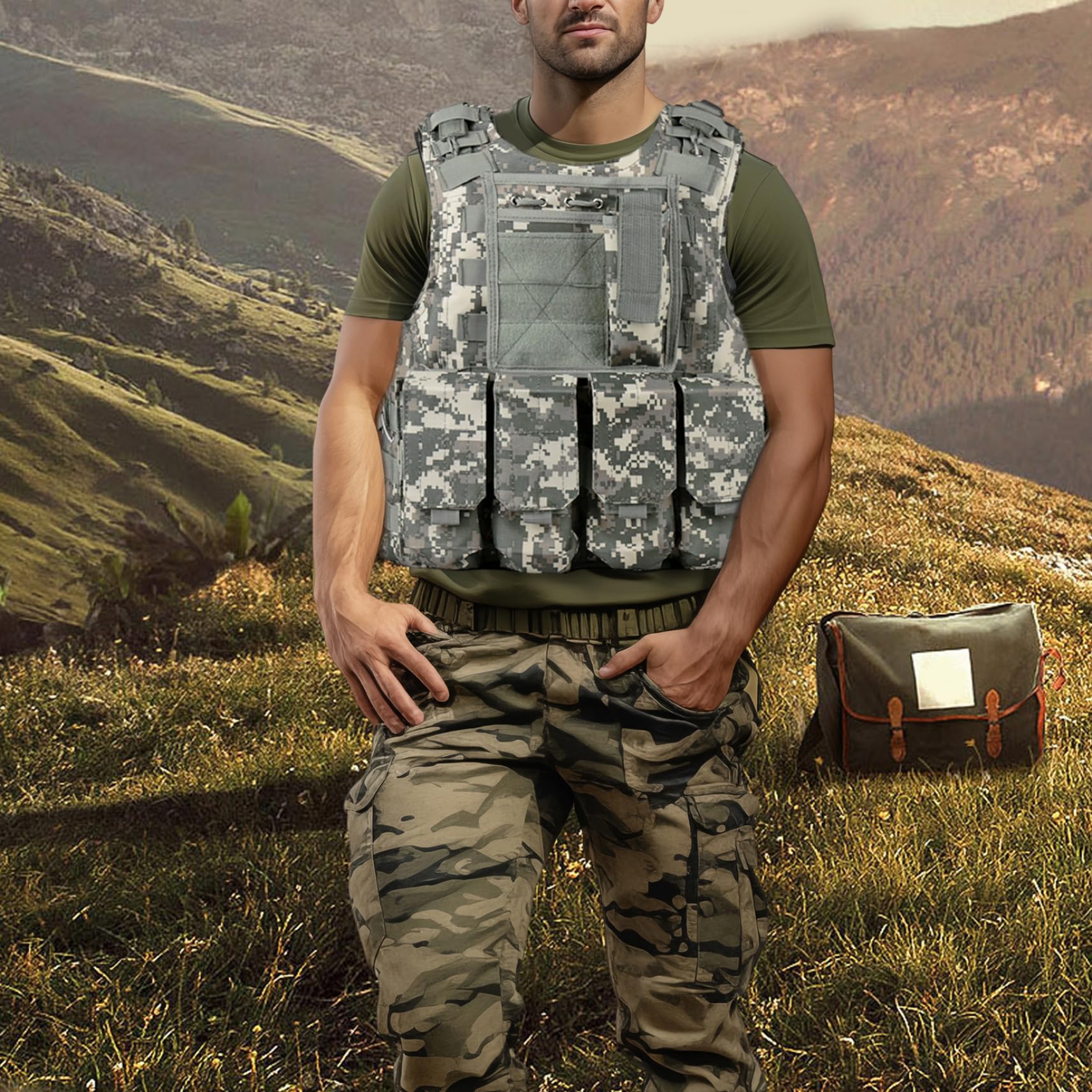 Chaleco multifuncional Molle Airsoft, equipo de paintball ligero ajustable