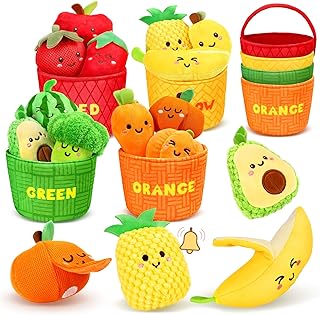 TOHIBEE Baby Sensory Toys -16 PCS Fruit Vegetable Color Sorting Play Food with Rattle,Crinkle,Baby Toys 6-12 Months Montessori Toys for 1 Year Old Boy Girl, Baby Stocking Stuffers