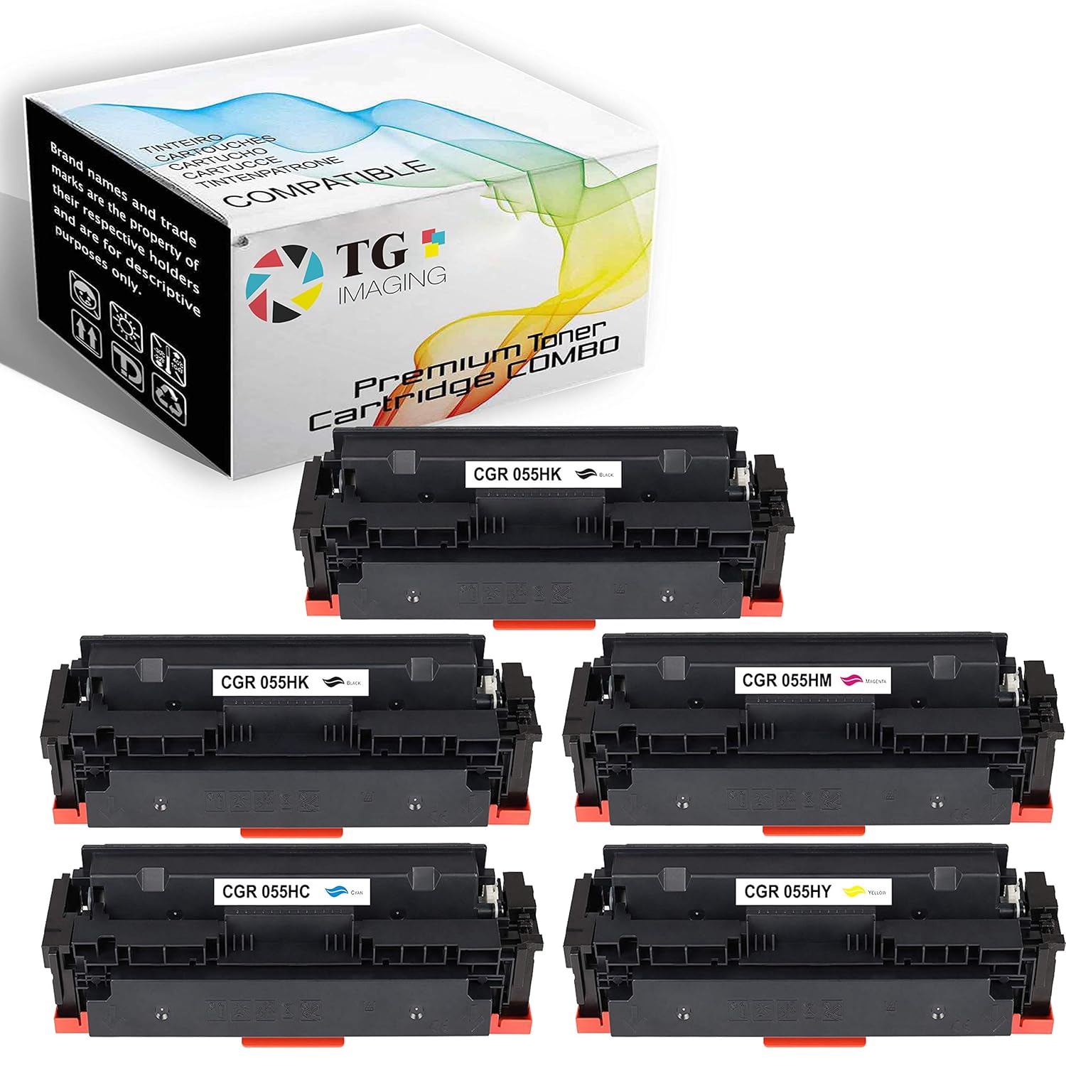 (5 Pack, Extra Black) Compatible Toner Cartridge CRG 055 H (Black 7,600 Pages, Color 5,900 Pages) 2B+CYM for Canon Color imageCLASS MF740C MF741Cdw MF743Cdw LBP664Cdw Printer
