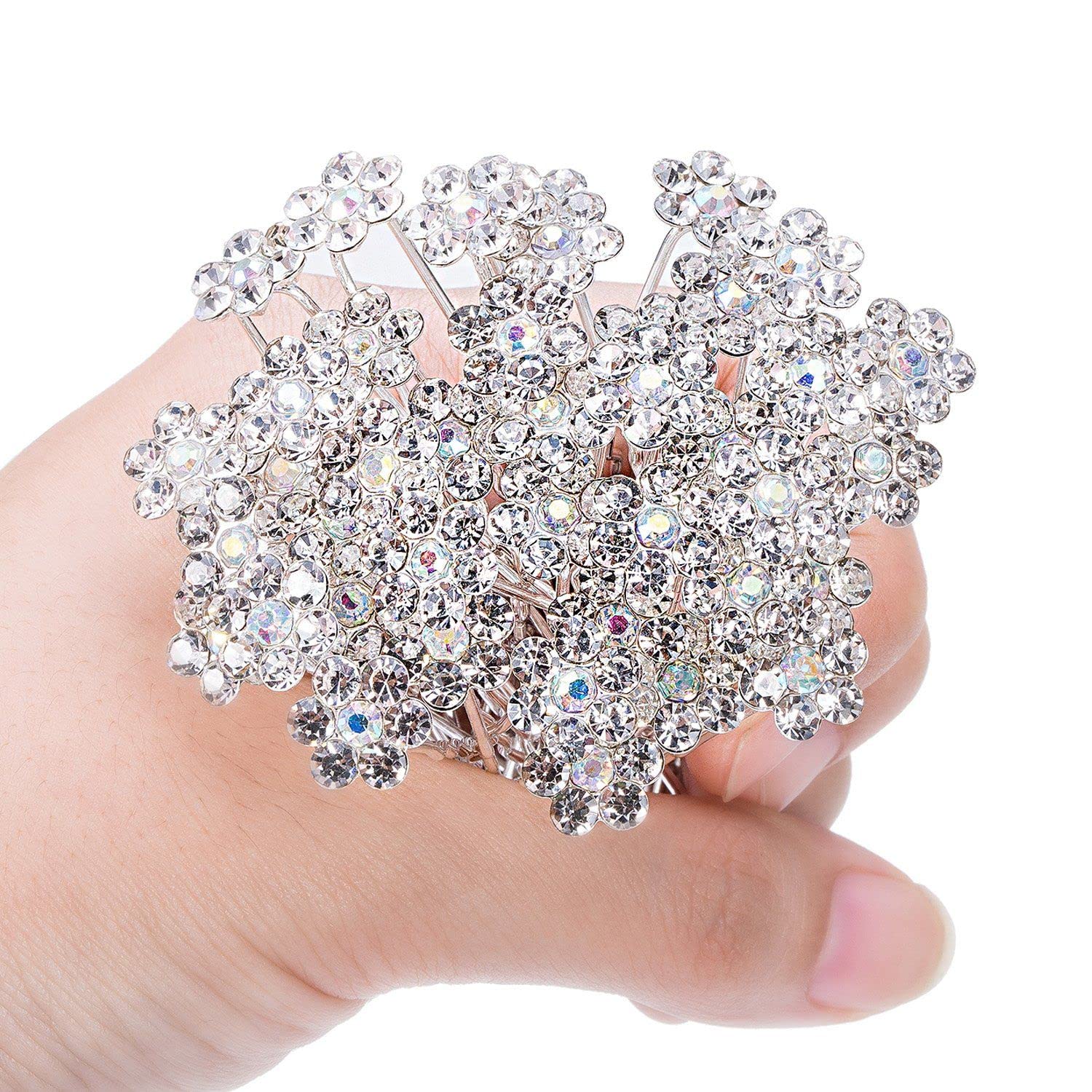 Sona collection 40 Pack Flower Crystal Rhinestone Hair Pins