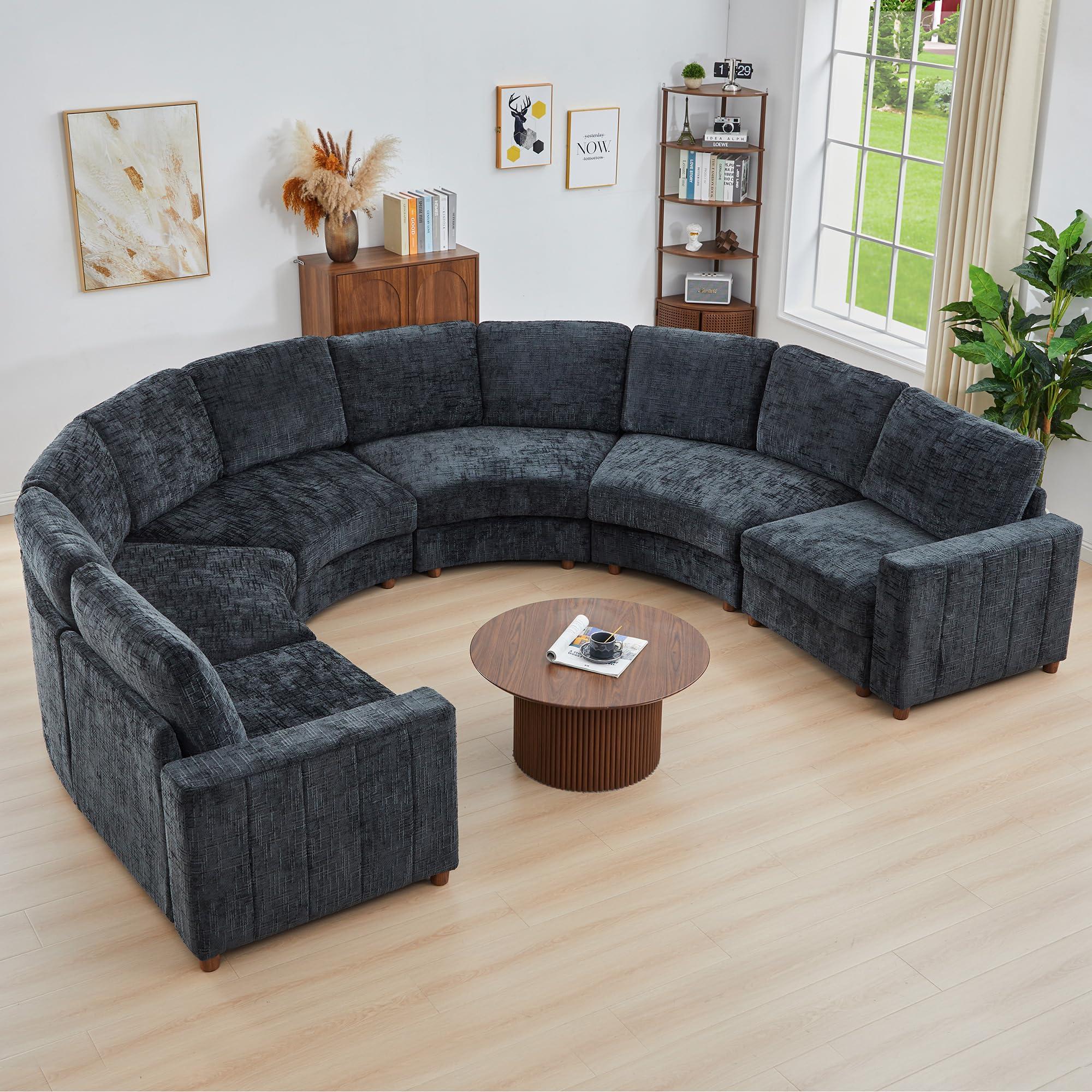 ORRD Oversized Curved Sectional Sofa in Black Blue