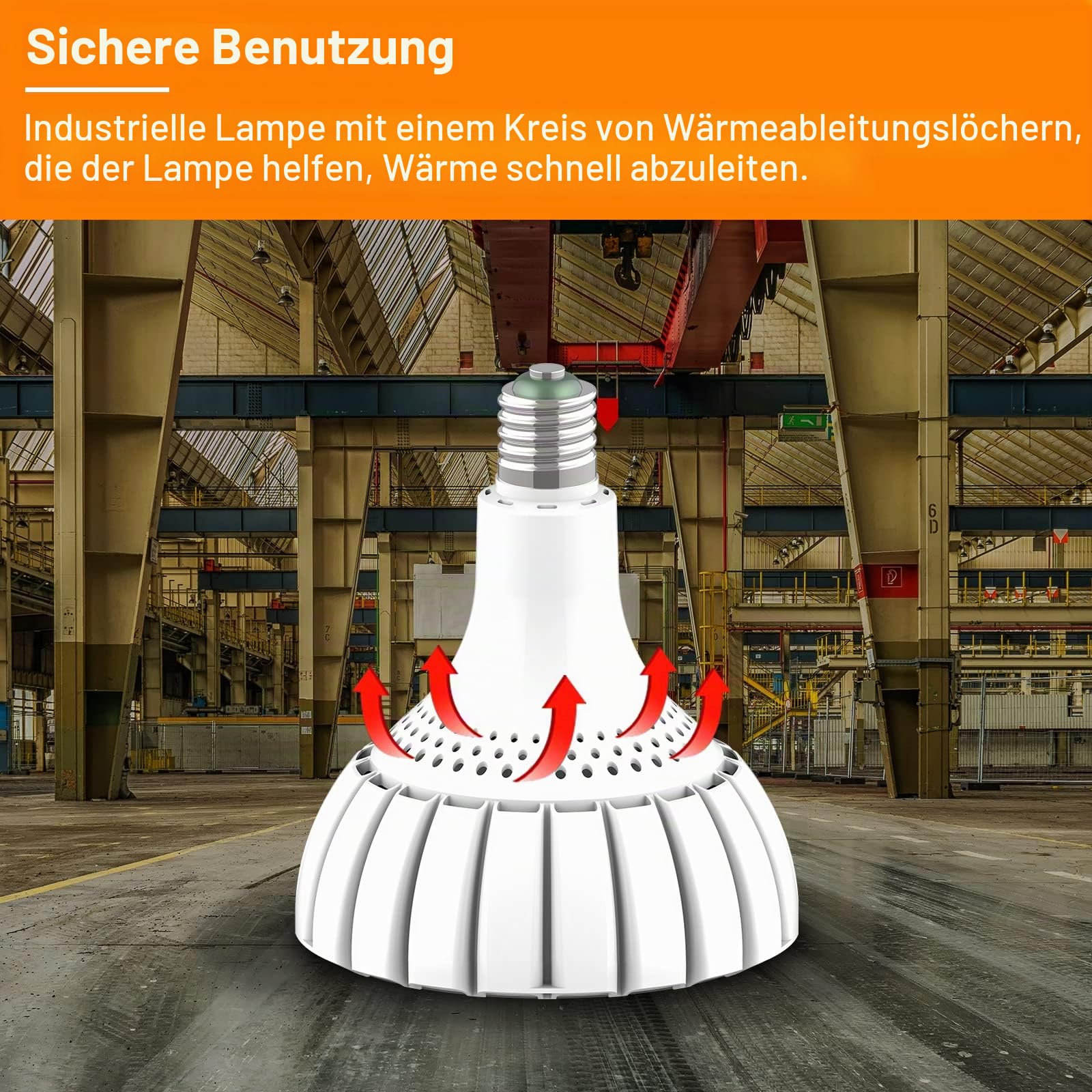 iodoo 150W E27 Neutralweiß (Entspricht 1200W Glühbirne), LED Birne Industrielampe mit E40 Adapter, 19500LM 6500K 270° Abstrahlwinkel Sparsam LED Leuchtmittel für Garage Werkstatt Lager Fabrik