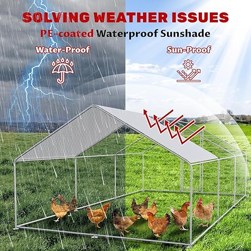 Miniatura 5 de Gallinero grande de metal para aves de corral, corral para conejos, casa de hábitat, gallinero en forma de espira con cubierta impermeable y anti-UV