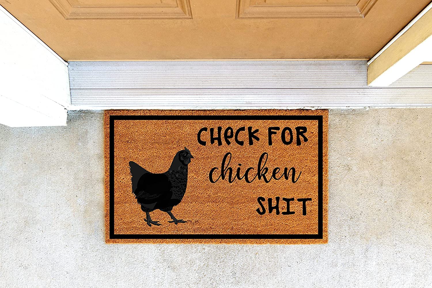 Check for Chicken Check for Chicken Shit Doormat Chicken Doormat Natural Non-Slip Lnteresting Doormat Absorbent Non Slip Floor Mat,Mud Wipe Mat,Modern Doormat Funny Door Mat 30X18 Inch