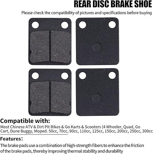 Miniatura 6 de Almohadillas de freno de disco traseras, ATV Go Kart, zapatas de freno de disco compatibles con ATV Quad Dirt Pit Bike Go Kart Dune Buggy 50cc