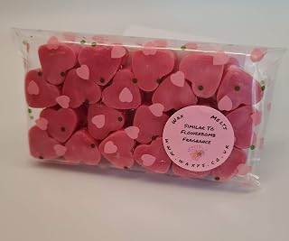 Waxys High Scented Ecosoy Flowerbomb Scented 20 Mini Heart Shape Wax Melts with natural Mica and Vegan Friendly