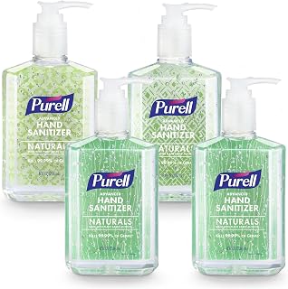 PURELL Advanced Hand Sanitizer Naturals Plant-Based Citrus Scent 8oz Pump Bottles Pack of 4 EcoLogo Certified