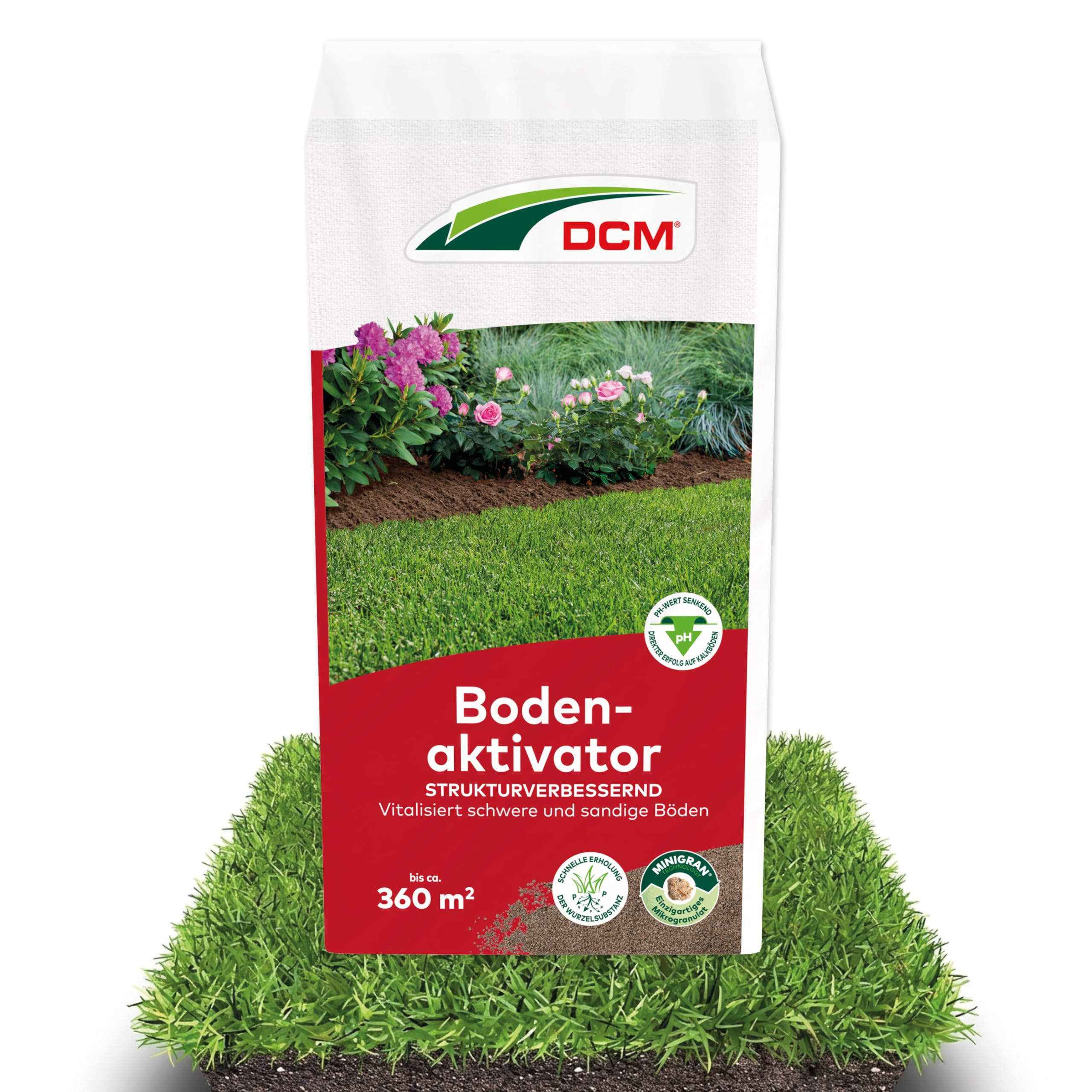 DCM Bodenaktivator - Bodenverbesserer - Mit MINIGRAN® TECHNOLOGY - Vertikutieren - organischer NPK-Dünger - 18 KG für 360qm