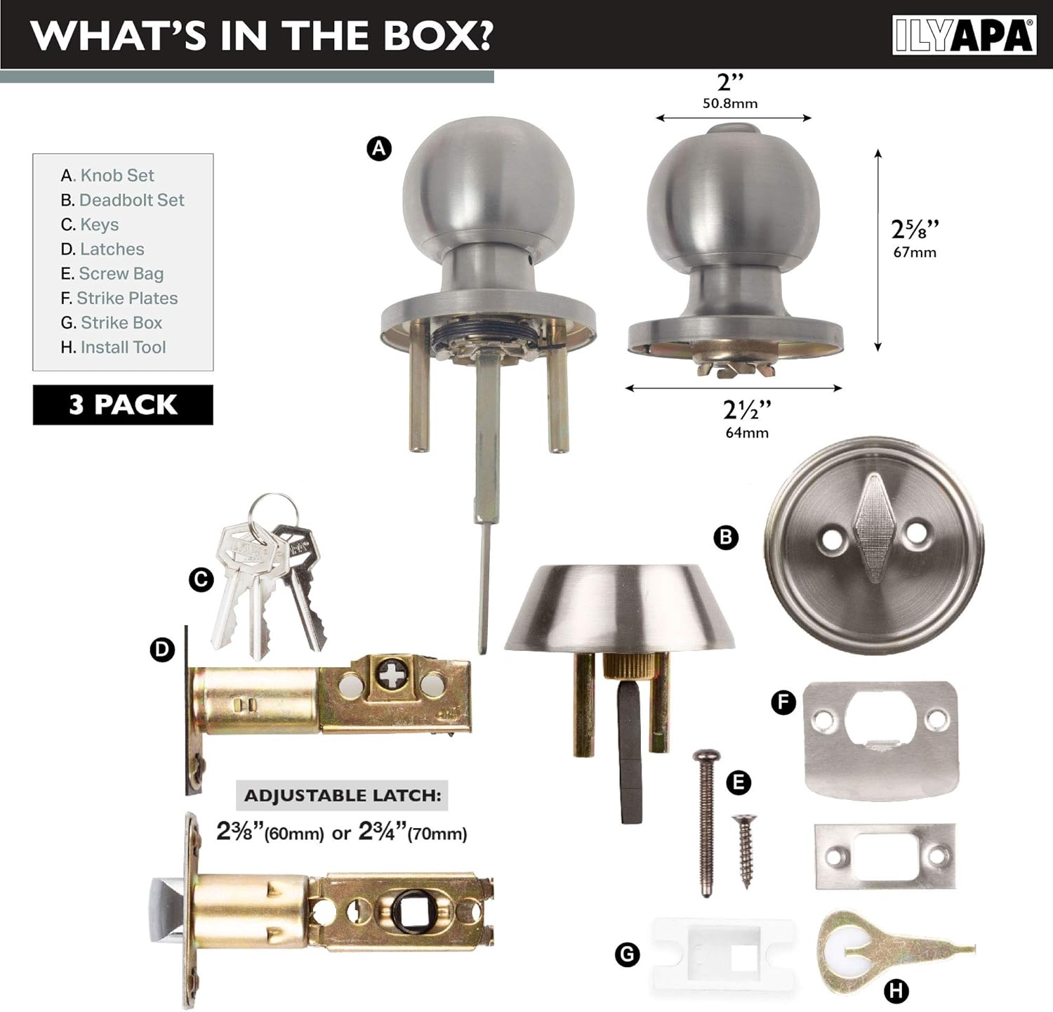 Promo Discount Up To 70% Off Ilyapa Entry Knob with Single Cylinder Deadbolt - Keyed Alike Locks, Ball Style, Satin Nickel Exterior Door Keyed Alike Turn Thumb Locking Door Knob with Deadbolt, Matte Black, 3 Pack Crazy Deals Ilyapa Entry Knob with Single Cylinder Deadbolt - Keyed Alike Locks, Ball Style, Satin Nickel Exterior Door Keyed Alike Turn Thumb Locking Door Knob with Deadbolt, Matte Black, 3 Pack