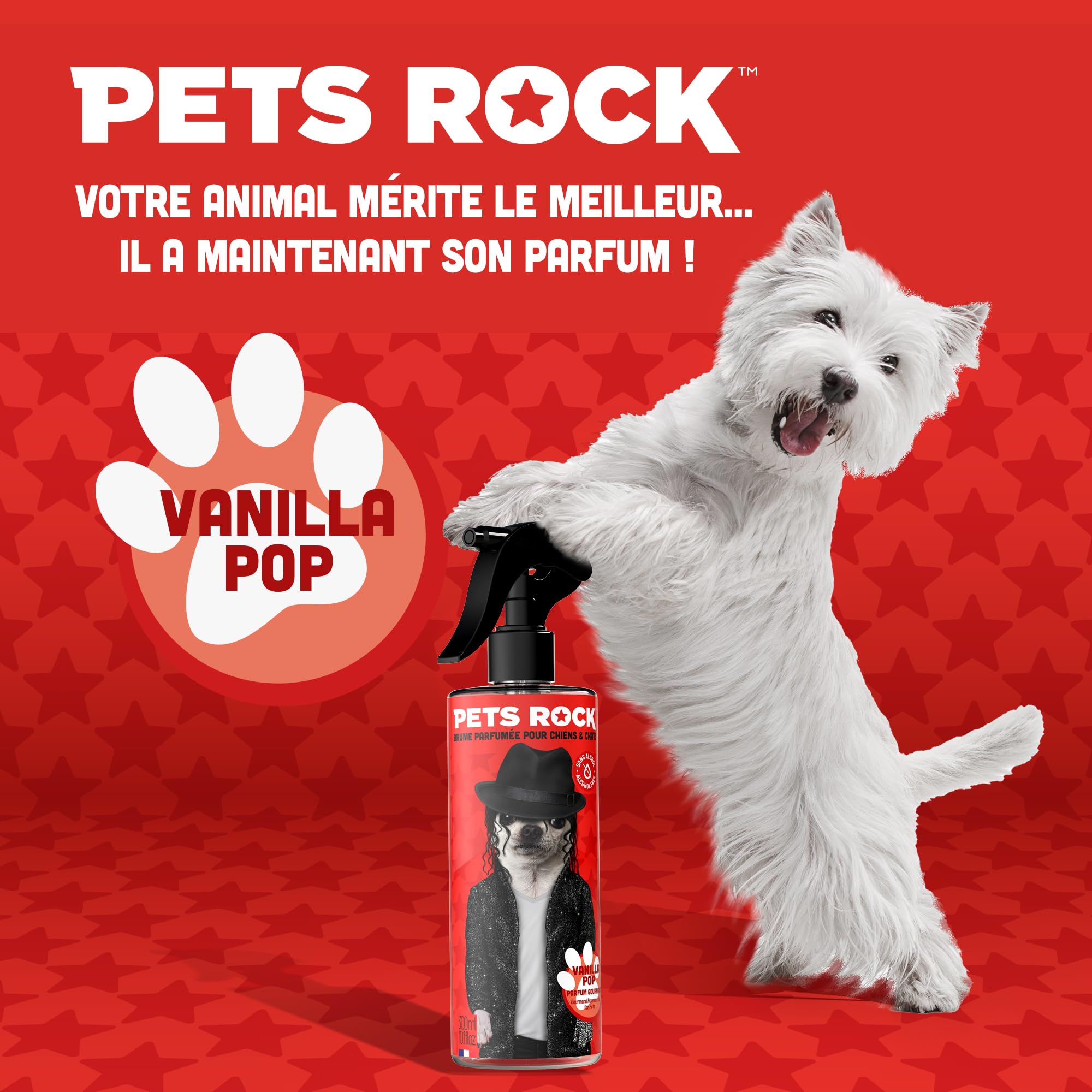 PETS ROCK | Vanilla Pop | Brume parfumée pour chien et chat 300ML - Neutralise les mauvaises odeurs
