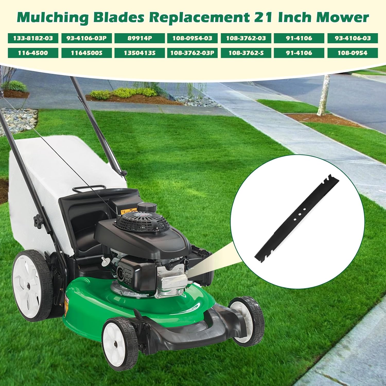 Earthtec 133-8182-03 89914P 331387XB Mulching Blades Replacement Fits for Toro Super Recycler ，Exmark, LawnBoy 21 Inch Mower 109-0854 108-0954-03 116-4500 1164500S 1350413S (2 Pcs)