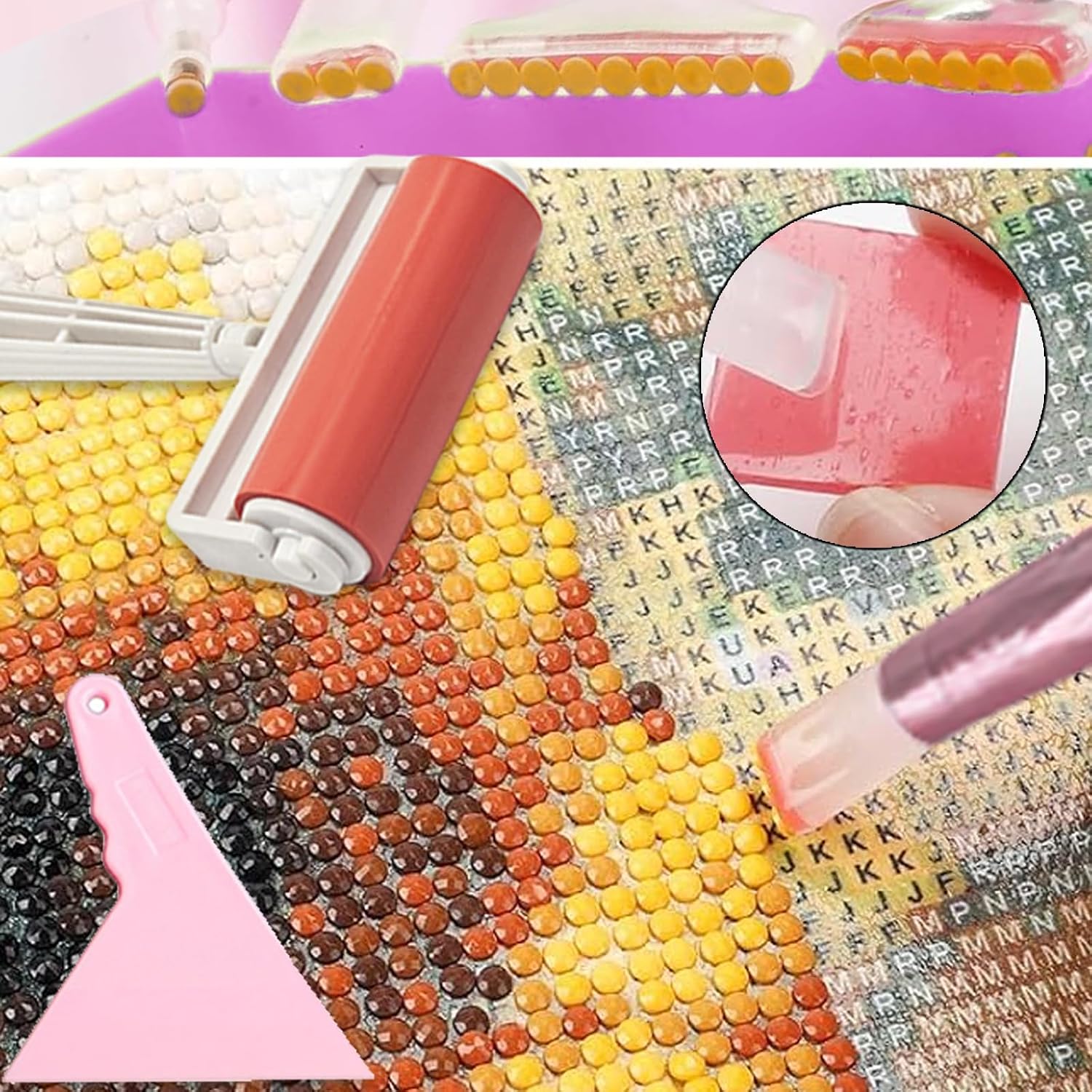 Qiveaory 165Pcs Diamond Painting Accessories Kit All Inclusive A4 LED Light Pad Diamond Art Sealer Glue 42 Slots Storage Containers Pens Tools for DIY 5D Drill Craft Adults Kids Beginners