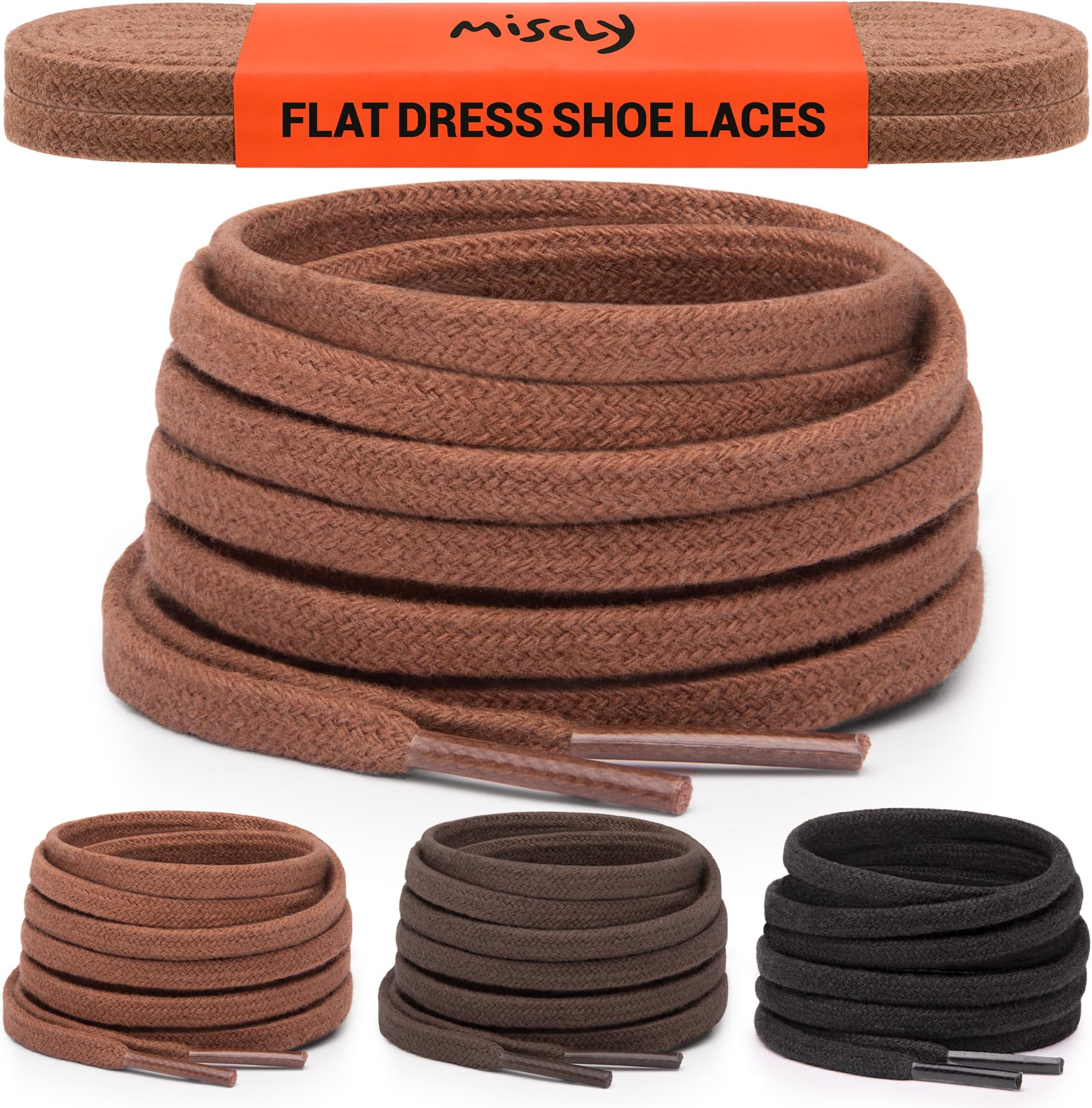 Flat Cotton Shoelaces for Dress Oxfords & Chukka Desert Boots [1 Pair] 3/16” Thin