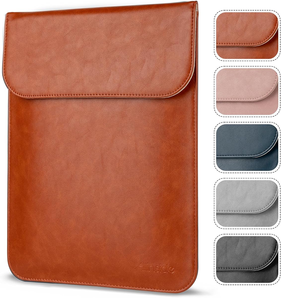 Allinside 15-16 inch Laptop Sleeve Case Compatible with MacBook Pro 16 2021-2026/MacBook Pro 15 2016–2019, Waterproof PU Leather Laptop Sleeve Bag Protective Vertical Case Cover, Brown
