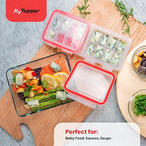 Miniatura 4 de IceTopper Plus - Bandeja para cubitos de hielo con 2 tapas adjuntas, moldes para cubitos de hielo de fácil liberación, 16 cubos por bandeja,