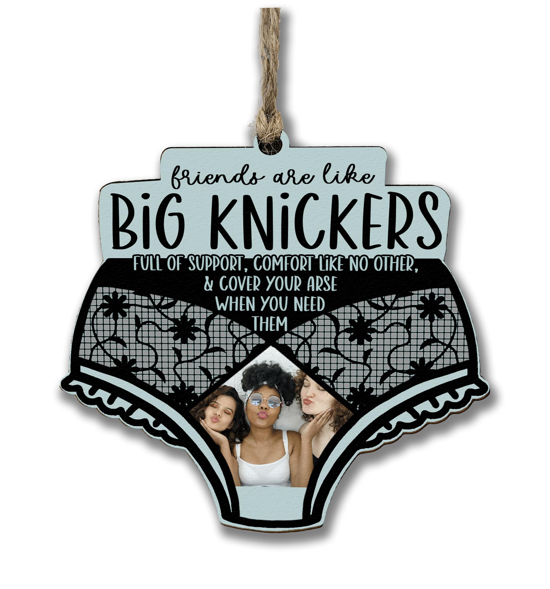 The Plum Penguin Blue Personalised Friendship Knickers-Shaped Photo Gift Hanging Keepsake Sharing Cheeky Moments