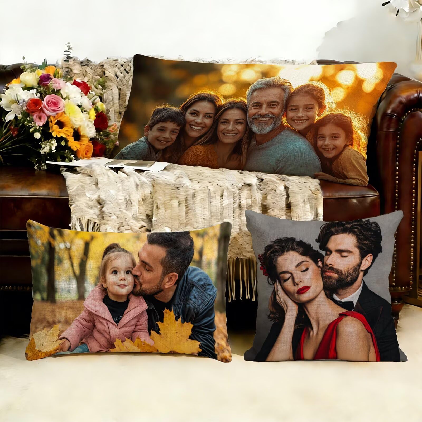 Housse Coussin 50x150 Oreiller Personnalisé Photo Texte Cadeau Anniversaire