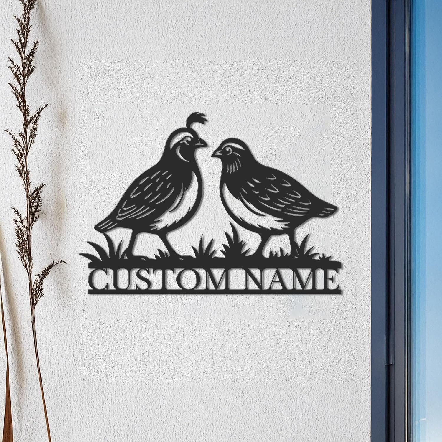 Personalized Quail Bird Metal Sign, Custom Ranch Name Farmhouse Wall Art, Country Garden Room Decor for Patio, Barn & Entryway (Style-3)