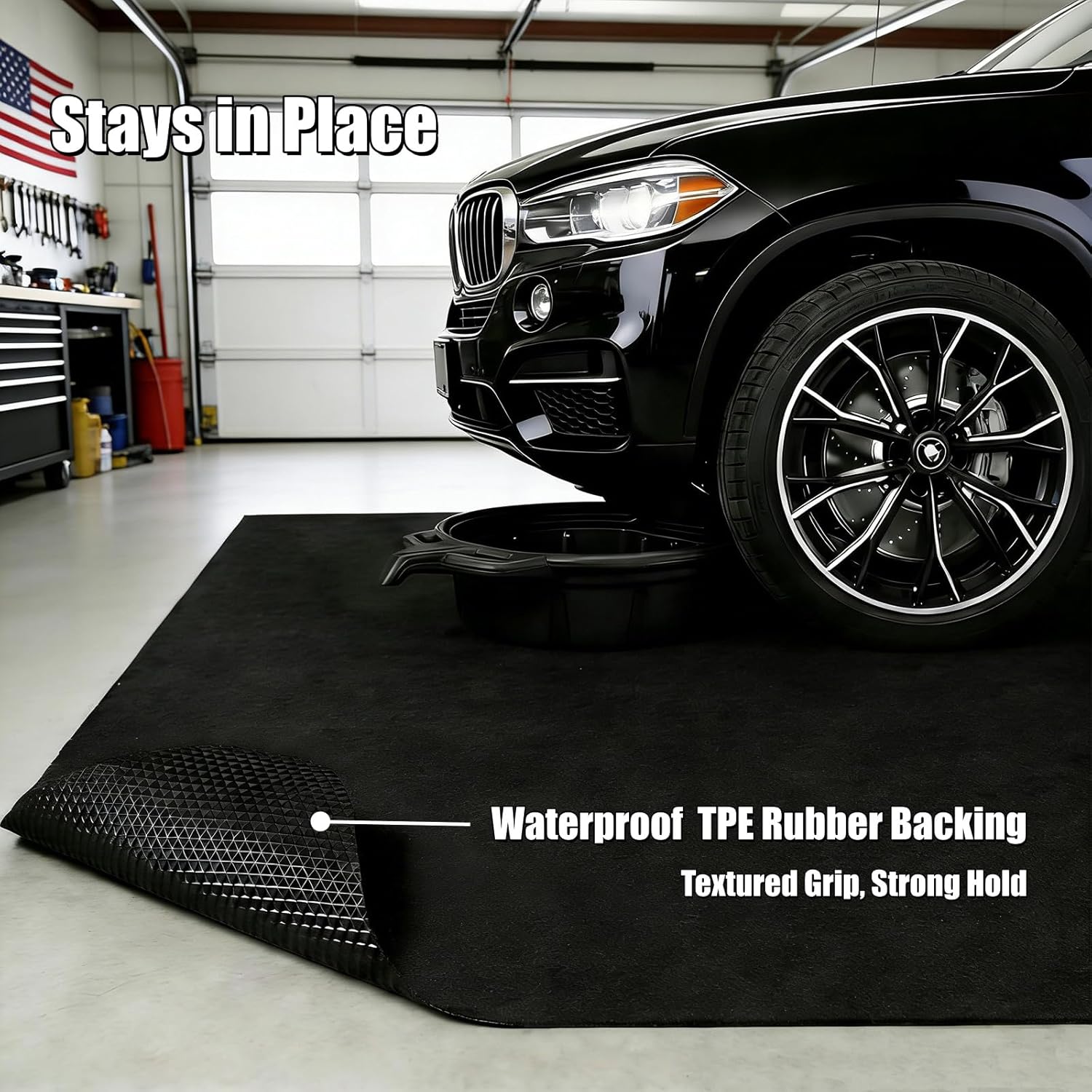 ZugGear Heavy Duty Oil Spill Mat, Garage Floor Mat for Under Car, Premium Oil Absorbent Pads, Reusable, Slip-Resistant, Waterproof Rubber Backing Contains Liquids, Protects Garage Floor(XXL-60''x72'')