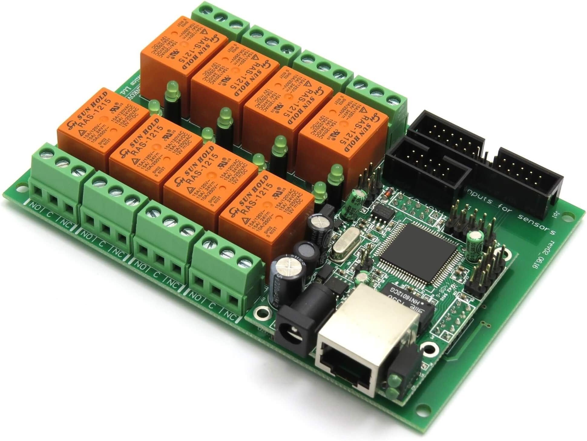 Ethernet Relay Controller Module, Web Server IP + Temperature Sensor LM35DZ, SNMP, Web, Android, iOS,12VDC