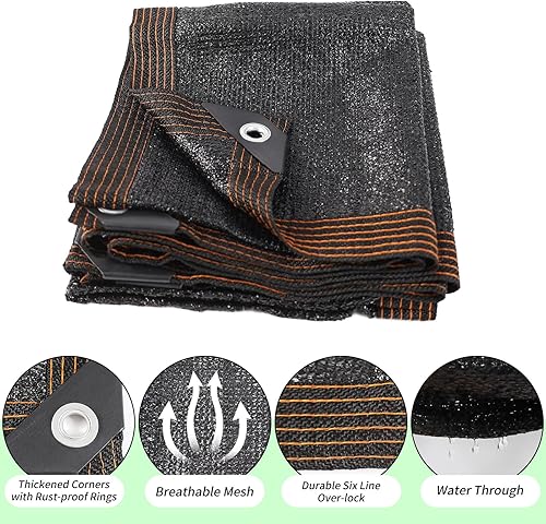 Miniatura 3 de RICHIE 40 % de 20 x 20 pies de tela negra para jardín, lona de malla duradera con ojales para protección solar, toldo de tela, sombreado