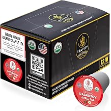 Organic Raspberry Apple Black Tea Pods for Keurig - Naturally Caffeinated Fruit Tea by Teavity 12 Tea Pods
