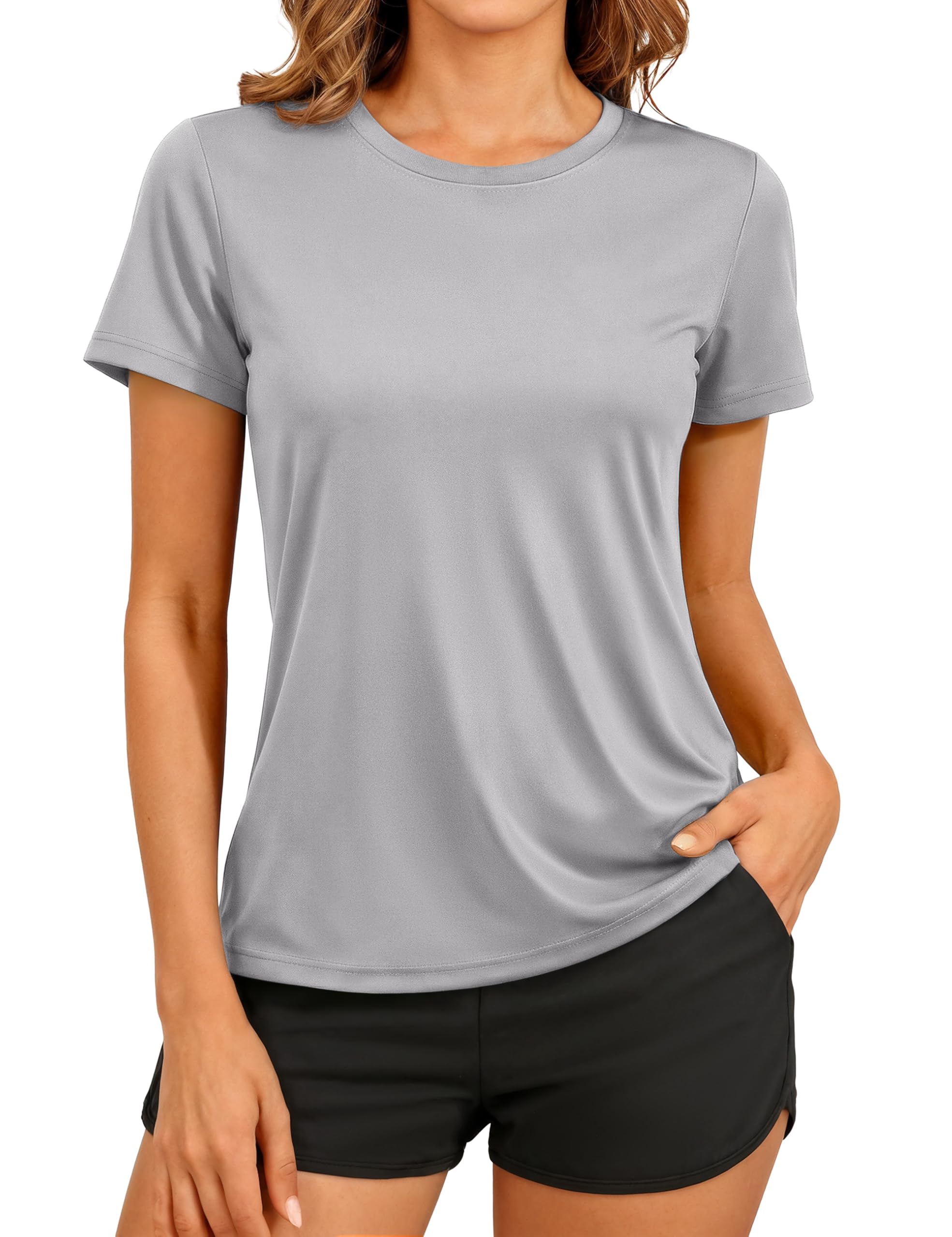 TACVASEN Women's Short Sleeve Workout Shirts UPF 50+ Sun Protection Quick Dry Athletic Tops for Running Gym Tee