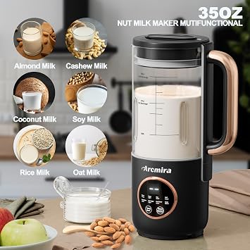 Arcmira Automatic Nut Milk Maker Machine, 35oz Soy Milk Maker with 10 Blade