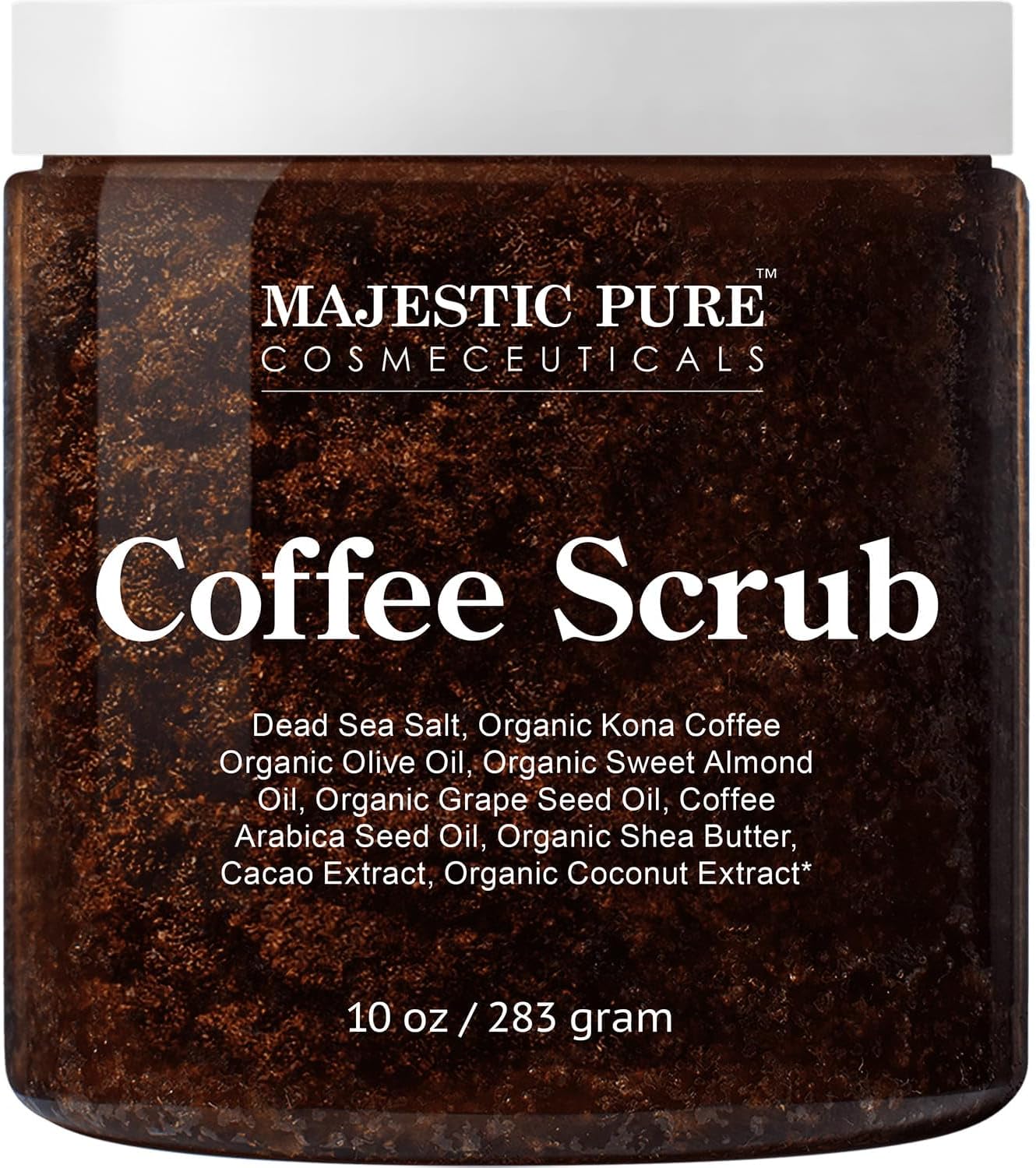 Majestic Pure Arabica Coffee Body Scrub, Exfoliating Polish, 10 Oz