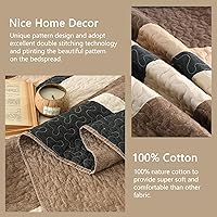 Vista 4 de Finlonte Colcha tamaño King, 100% algodón, colcha de gran tamaño King de tamaño King, color marrón carbón, beige, California King, acolchada, a