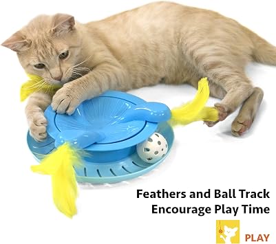 Kitty City Swat Track Cat Toy, 3 Toys in 1 Cat Toy, Cat Ball Track with Feathers