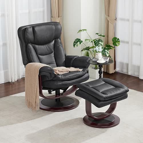 MCombo Oversized Swivel Recliner Chair with Ottoman, Adjustable Backrest, 360°